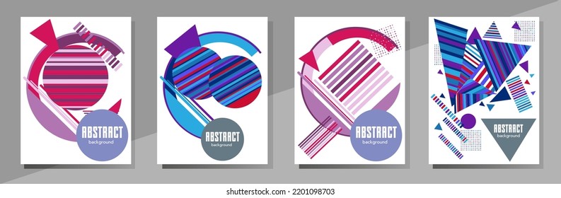 Abstract Bauhaus geometric pattern background, vector circle, triangle and square lines art design. Universal abstract layouts. Applicable for notebooks, planners, brochures, books, catalogs etc.
