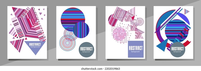 Abstract Bauhaus geometric pattern background, vector circle, triangle and square lines art design. Universal abstract layouts. Applicable for notebooks, planners, brochures, books, catalogs etc.
