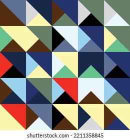 Abstract Bauhaus geometric pattern background, vector circle, triangle and square lines color art design. Colorful Bauhaus pattern background