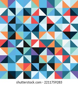 Resumen del fondo de patrón geométrico Bauhaus, círculo vectorial, diseño de arte de colores de triángulo y líneas cuadradas. Fondo colorido del patrón Bauhaus