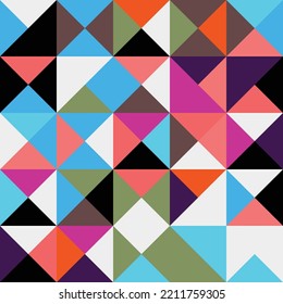 Abstract Bauhaus geometric pattern background, vector circle, triangle and square lines color art design. Colorful Bauhaus pattern background