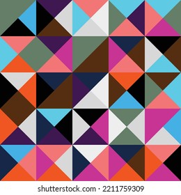 Abstrakter Bauhaus geometrischer Muster Hintergrund, Vektorkreis, Dreieck und quadratische Linien Farbkunst Design. Farbiger Bauhaus-Muster-Hintergrund