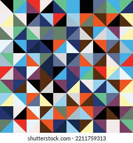 Resumen del fondo de patrón geométrico Bauhaus, círculo vectorial, diseño de arte de colores de triángulo y líneas cuadradas. Fondo colorido del patrón Bauhaus