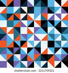Abstract Bauhaus geometric pattern background, vector circle, triangle and square lines color art design. Colorful Bauhaus pattern background