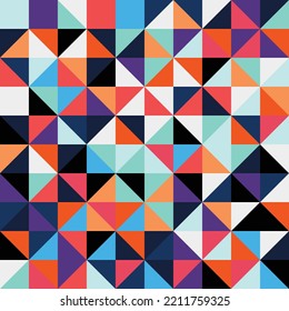 Abstract Bauhaus geometric pattern background, vector circle, triangle and square lines color art design. Colorful Bauhaus pattern background