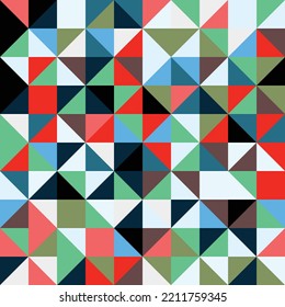 Resumen del fondo de patrón geométrico Bauhaus, círculo vectorial, diseño de arte de colores de triángulo y líneas cuadradas. Fondo colorido del patrón Bauhaus
