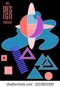 Resumen del fondo de patrón geométrico Bauhaus, círculo vectorial, diseño artístico de triángulo y líneas cuadradas. Diseños abstractos universales. Aplicable a cuadernos, planificadores, folletos, libros, catálogos, etc.
