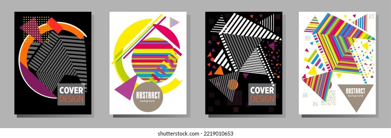 Abstract Bauhaus geometric pattern background, vector circle, triangle and square lines art design. Universal abstract layouts. Applicable for notebooks, planners, brochures, books, catalogs etc.
