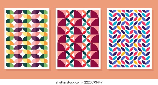 Abstract Bauhaus geometric pattern background vector circle