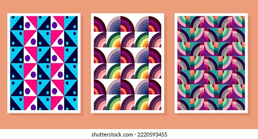 Abstract Bauhaus geometric pattern background vector circle