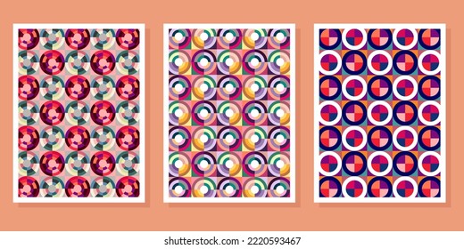 Abstract Bauhaus geometric pattern background vector circle