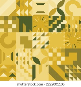 Abstract Bauhaus geometric pattern background. Color art design. Colorful Bauhaus pattern background design. Vector pattern design. 