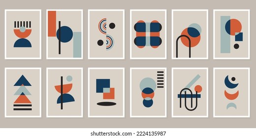 Abstract Bauhaus geometric pattern background vector circle