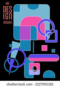 Abstrakter Bauhaus geometrischer Muster Hintergrund, Vektorkreis, Dreieck und quadratische Linien Kunstdesign. Allgemeine abstrakte Layouts. Gilt für Notebooks, Planer, Broschüren, Bücher, Kataloge usw.