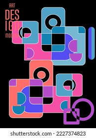 Resumen del fondo de patrón geométrico Bauhaus, círculo vectorial, diseño artístico de triángulo y líneas cuadradas. Diseños abstractos universales. Aplicable a cuadernos, planificadores, folletos, libros, catálogos, etc.