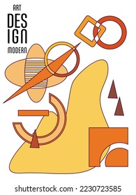 Abstract Bauhaus geometric pattern background, vector circle, triangle and square lines art design. Universal abstract layouts. Applicable for notebooks, planners, brochures, books, catalogs etc.
