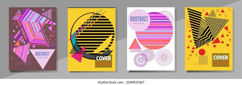 Abstract Bauhaus geometric pattern background, vector circle, triangle and square lines art design. Universal abstract layouts. Applicable for notebooks, planners, brochures, books, catalogs etc.
