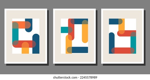 Abstract Bauhaus geometric pattern background vector circle