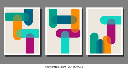 Abstract Bauhaus geometric pattern background vector circle