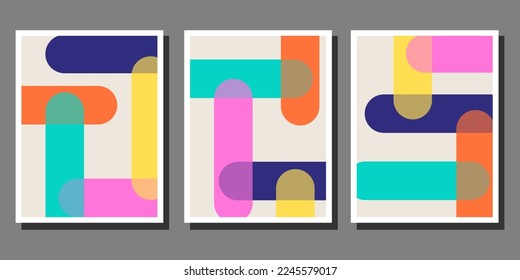 Abstract Bauhaus geometric pattern background vector circle