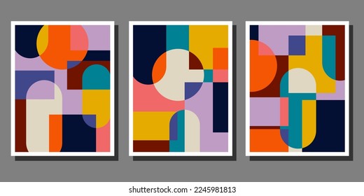 Abstract Bauhaus geometric pattern background vector circle