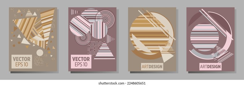 Abstract Bauhaus geometric pattern background, vector circle, triangle and square lines art design. Universal abstract layouts. Applicable for notebooks, planners, brochures, books, catalogs etc.

