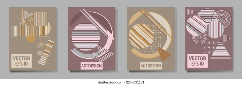 Resumen del fondo de patrón geométrico Bauhaus, círculo vectorial, diseño artístico de triángulo y líneas cuadradas. Diseños abstractos universales. Aplicable a cuadernos, planificadores, folletos, libros, catálogos, etc.
