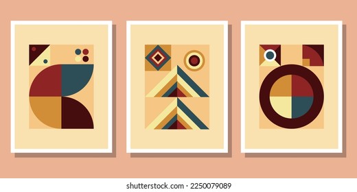 	
Abstract Bauhaus geometric pattern background vector circle