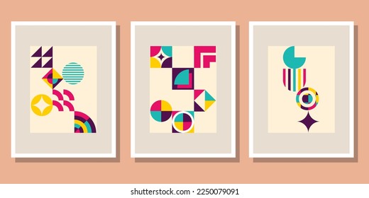 	
Abstract Bauhaus geometric pattern background vector circle