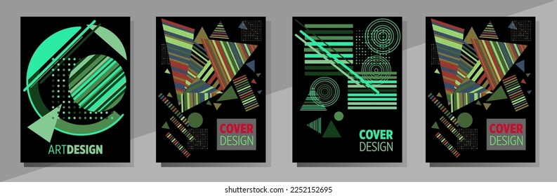 Resumen del fondo de patrón geométrico Bauhaus, círculo vectorial, diseño artístico de triángulo y líneas cuadradas. Diseños abstractos universales. Aplicable a cuadernos, planificadores, folletos, libros, catálogos, etc.
