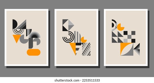 Abstract Bauhaus geometric pattern background vector circle