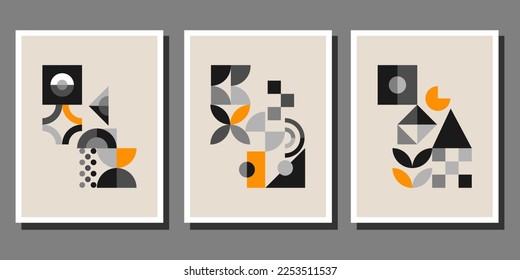 Abstract Bauhaus geometric pattern background vector circle