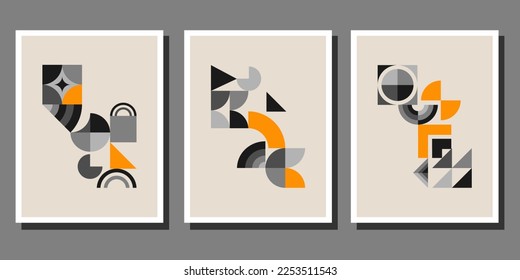 Abstract Bauhaus geometric pattern background vector circle