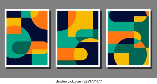 Abstract Bauhaus geometric pattern background vector circle