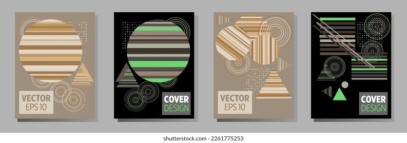 Abstract Bauhaus geometric pattern background, vector circle, triangle and square lines art design. Universal abstract layouts. Applicable for notebooks, planners, brochures, books, catalogs etc.
