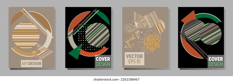 Abstract Bauhaus geometric pattern background, vector circle, triangle and square lines art design. Universal abstract layouts. Applicable for notebooks, planners, brochures, books, catalogs etc.
