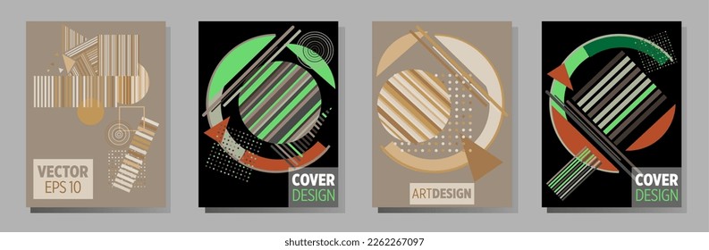 Abstract Bauhaus geometric pattern background, vector circle, triangle and square lines art design. Universal abstract layouts. Applicable for notebooks, planners, brochures, books, catalogs etc.
