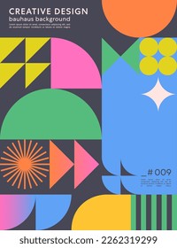 Resumen del fondo del patrón geométrico bauhaus con espacio de copia para texto.Diseño geométrico minimalista moderno con formas y elementos simples.Ilustración vectorial artística moderna.