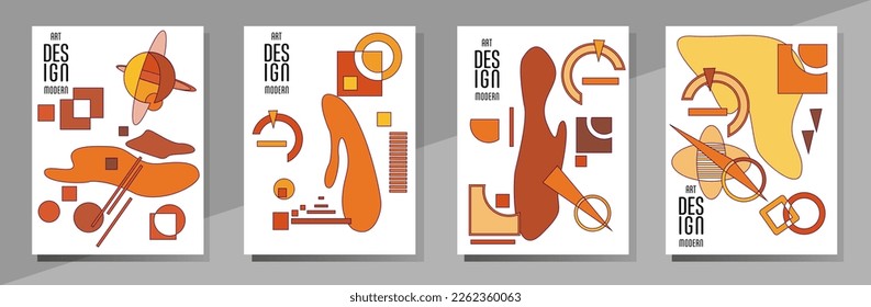 Abstract Bauhaus geometric pattern background, vector circle, triangle and square lines art design. Universal abstract layouts. Applicable for notebooks, planners, brochures, books, catalogs etc.
