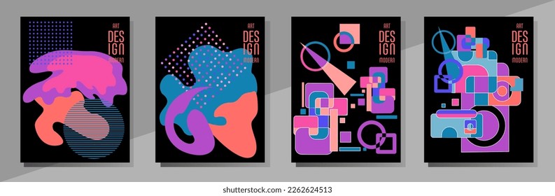 Abstract Bauhaus geometric pattern background, vector circle, triangle and square lines art design. Universal abstract layouts. Applicable for notebooks, planners, brochures, books, catalogs etc.
