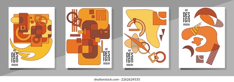 Resumen del fondo de patrón geométrico Bauhaus, círculo vectorial, diseño artístico de triángulo y líneas cuadradas. Diseños abstractos universales. Aplicable a cuadernos, planificadores, folletos, libros, catálogos, etc.
