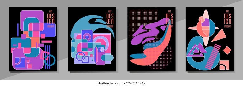 Resumen del fondo de patrón geométrico Bauhaus, círculo vectorial, diseño artístico de triángulo y líneas cuadradas. Diseños abstractos universales. Aplicable a cuadernos, planificadores, folletos, libros, catálogos, etc.
