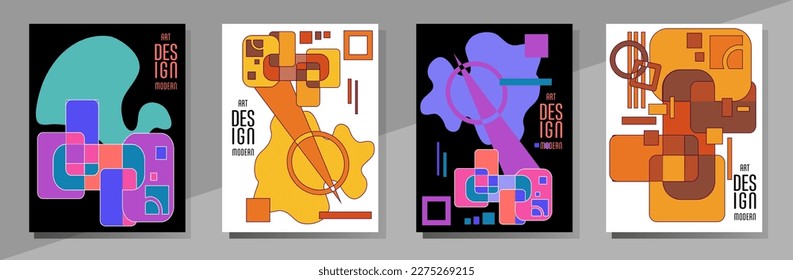 Abstract Bauhaus geometric pattern background, vector circle, triangle and square lines art design. Universal abstract layouts. Applicable for notebooks, planners, brochures, books, catalogs etc.
