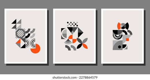 Abstract Bauhaus geometric pattern background vector circle