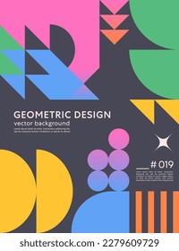 Abstract bauhaus geometric pattern background with copy space for text.Trendy minimalist geometric design with simple shapes and elements.Modern artistic vector illustration.