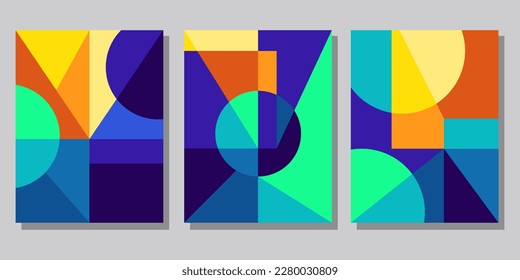 Abstract Bauhaus geometric pattern background vector circle
