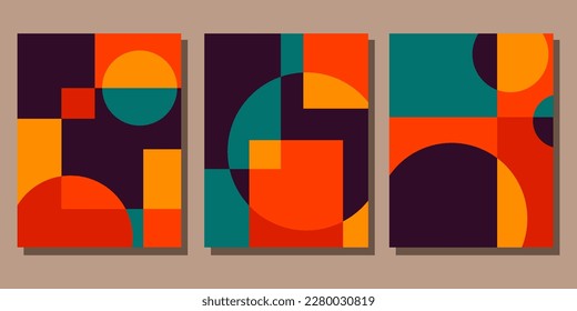 Abstract Bauhaus geometric pattern background vector circle