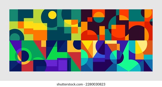 Abstract Bauhaus geometric pattern background vector circle