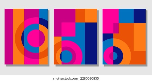 Abstract Bauhaus geometric pattern background vector circle