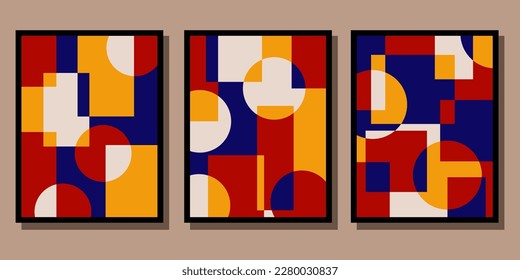 Abstract Bauhaus geometric pattern background vector circle